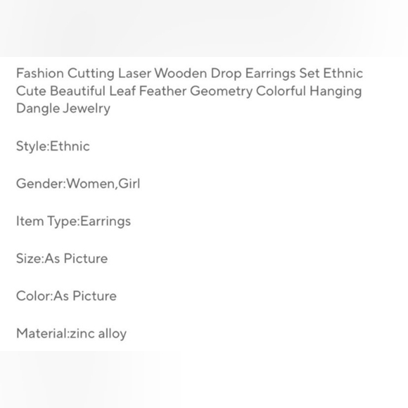 Green - Leaf Feather Wooden Drop Geometric Earrings - Picture 3 of 4